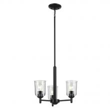  43670BKCLR - Shailene 15.25" 3-Light Mini Chandelier with Clear Glass in Black