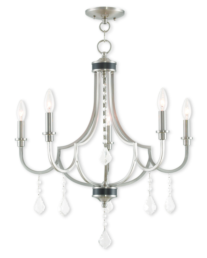 5 Light Brushed Nickel Chandelier : 40885-91 | Aztec Lighting, Inc.