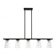  46715-04 - 5 Light Black with Brushed Nickel Accents Linear Chandelier