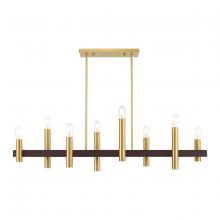  46868-12 - 8 Lt Satin Brass & Bronze Linear Chandelier