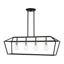  49437-04 - 4 Light Black with Brushed Nickel Accents Linear Chandelier