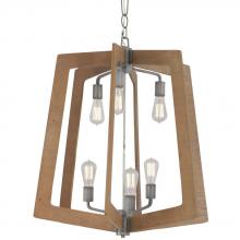  268F06SLW - Lofty 6-Lt 2-Tier Foyer Chandelier - Steel/Wheat