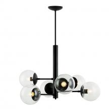  373C06BL - Mid-Century 6-Lt Chandelier - Black