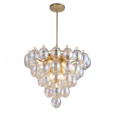  AC11994LU - Globo-Chandelier-13-Light-Iridescent Glass Brass