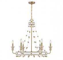  1-3804-6-142 - Iris 6-Light Chandelier in White with Warm Brass Accents