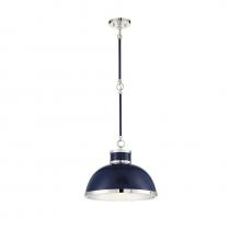  7-8882-1-174 - Corning 1-Light Pendant in Navy with Polished Nickel Accents