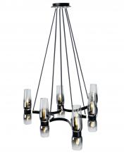  9775-MBCH-CLGR - Flame Chandelier - Matte Black With Chrome