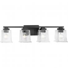  P300380-31M - Gilmour Collection Four-Light Modern Farmhouse Matte Black Clear Glass Bath Vanity Light