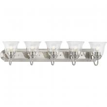  P300393-009 - Five-Light Brushed Nickel Transitional Bath and Vanity Light with Clear Glass for Bathroom