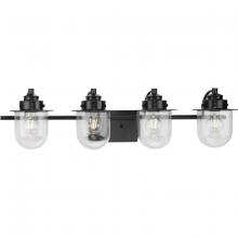  P300437-31M - Northlake Collection Four-Light Matte Black Clear Glass Transitional Bath Light