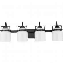  P300441-31M - Fessler Collection Four-Light Matte Black Opal Glass Farmhouse Bath Light