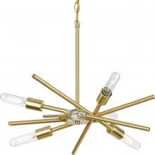  P400108-012 - Astra Collection Six-Light 22" Satin Brass Modern Chandelier