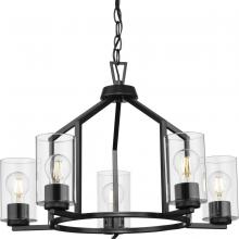  P400316-31M - Goodwin Collection Five-Light Matte Black Modern Farmhouse Chandelier