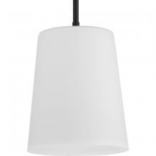  P500429-31M - Clarion Collection One-Light Matte Black Etched White Transitional Pendant