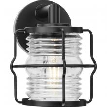  P560340-31M - Keegan Collection One-Light Matte Black Clear Glass Coastal Outdoor Wall Lantern