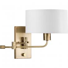  P710104-163 - Carrick Collection One-Light Vintage Brass Summer Linen Shade Transitional Wall Light