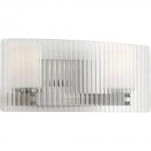  P2030-09WB - Two Light Brushed Nickel Clear Ribbed Glass Vanity