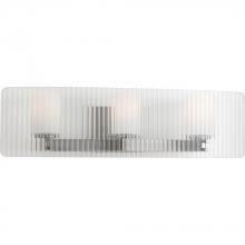  P2031-09WB - Three Light Brushed Nickel Clear Ribbed Glass Vanity