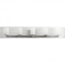  P2032-09WB - Five Light Brushed Nickel Clear Ribbed Glass Vanity