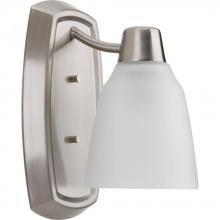  P2065-09 - One Light Brushed Nickel Etched Glass Bathroom Sconce