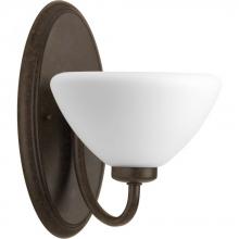  P2070-77 - One Light Forged Bronze Etched Inside Sprayed White Glass Bathroom Sconce