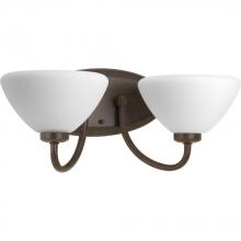  P2071-77 - Two Light Forged Bronze Etched Inside Sprayed White Glass Vanity