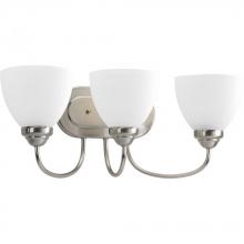  P2919-09 - Heart Collection Three-Light Brushed Nickel Etched Glass Farmhouse Bath Vanity Light