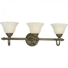  P3159-86EBWB - Three Light Burnished Chestnut Antique Alabaster Glass Vanity