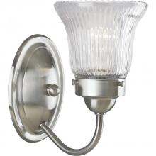  P3287-09 - Fluted Glass Collection One-Light Brushed Nickel Clear Prismatic Glass Traditional Bath Vanity Light