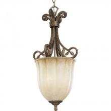  P3684-91C - One Light Biscay Crackle Weathered Sandstone Glass Foyer Hall Pendant