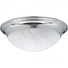  P3697-15 - Three Light Polished Chrome Alabaster Glass Bowl Flush Mount