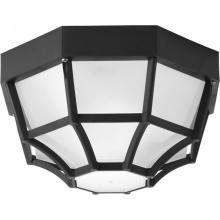  P3719-31WB - One Light Black  White Acylic Glass Outdoor Flush Mount