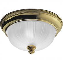  P3732-10 - Two Light Polished Brass Etched Glass Bowl Flush Mount