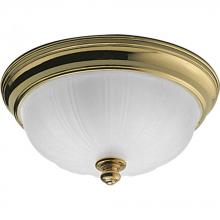  P3733-10 - Two Light Polished Brass Etched Glass Bowl Flush Mount