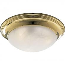  P3760-10EBWB - Two Light Polished Brass Alabaster Glass Bowl Flush Mount