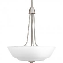  P3949-09 - Three Light Brushed Nickel Etched Glass Foyer Hall Pendant