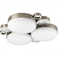 Progress P3958-09 - Three Light Brushed Nickel White Acrylic Diffuser Glass Drum Shade Flush Mount
