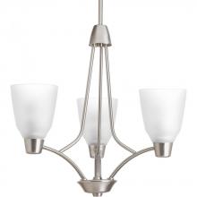  P4171-09 - Three Light Brushed Nickel Etched Glass Up Chandelier