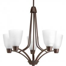  P4172-20 - Five Light Antique Bronze Etched Glass Up Chandelier