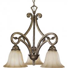  P4200-91C - Three Light Biscay Crackle Weathered Sandstone Glass Down Chandelier