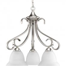  P4405-09 - Torino Collection Three-Light Brushed Nickel Etched Glass Transitional Chandelier Light