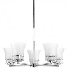  P4613-15 - Cascadia Collection Five-Light Polished Chrome Etched Glass Coastal Chandelier Light