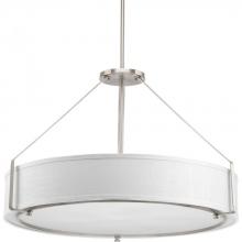  P5021-09 - Ratio Collection Six-Light Brushed Nickel Fabric Shade Coastal Pendant Light