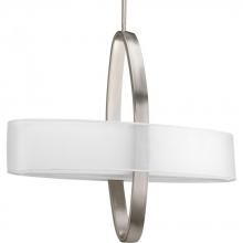  P5058-09 - Four Light Brushed Nickel White Glass Up Pendant