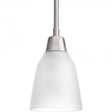  P5064-09 - One Light Brushed Nickel Etched Glass Down Mini Pendant