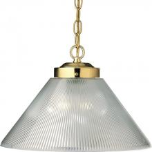  P5127-10 - One Light Polished Brass Prismatic Acrylic Glass Down Pendant