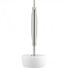  P5129-09WB - One Light Brushed Nickel Opal Etched Glass Drum Shade Pendant