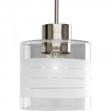  P5159-09 - One Light Brushed Nickel Clear And Etched Glass Down Pendant