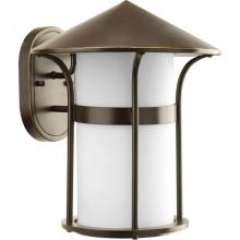  P6005-20 - One Light Antique Bronze Opal Etched Glass Wall Lantern