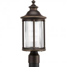  P6402-108 - One Light Oil Rubbed Bronze Clear Ribbed Glass Post Light